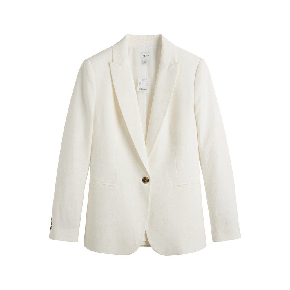 J.Crew Holland Linen Blend Blazer Sz 6 Off White Ivory One Button Classic NWT